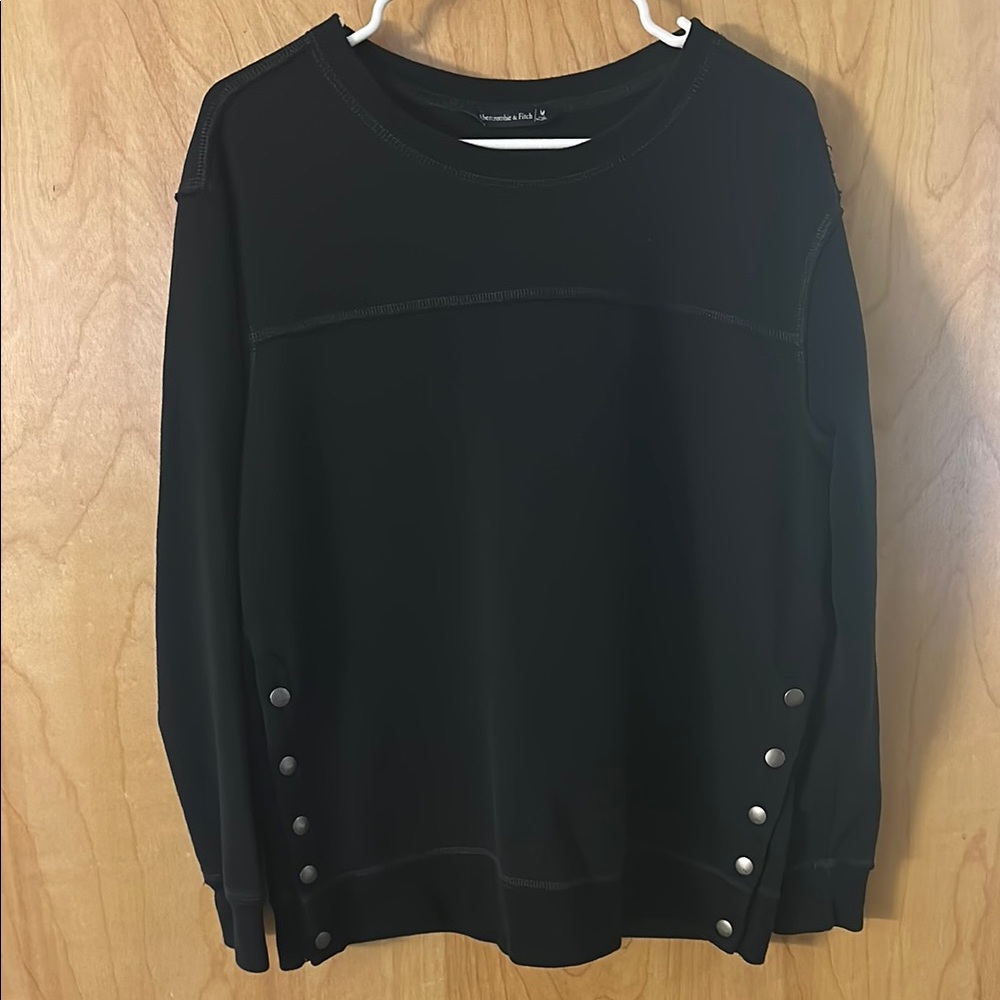 Abercrombie Black Long Sleeve Top with Button Accents on the Sides